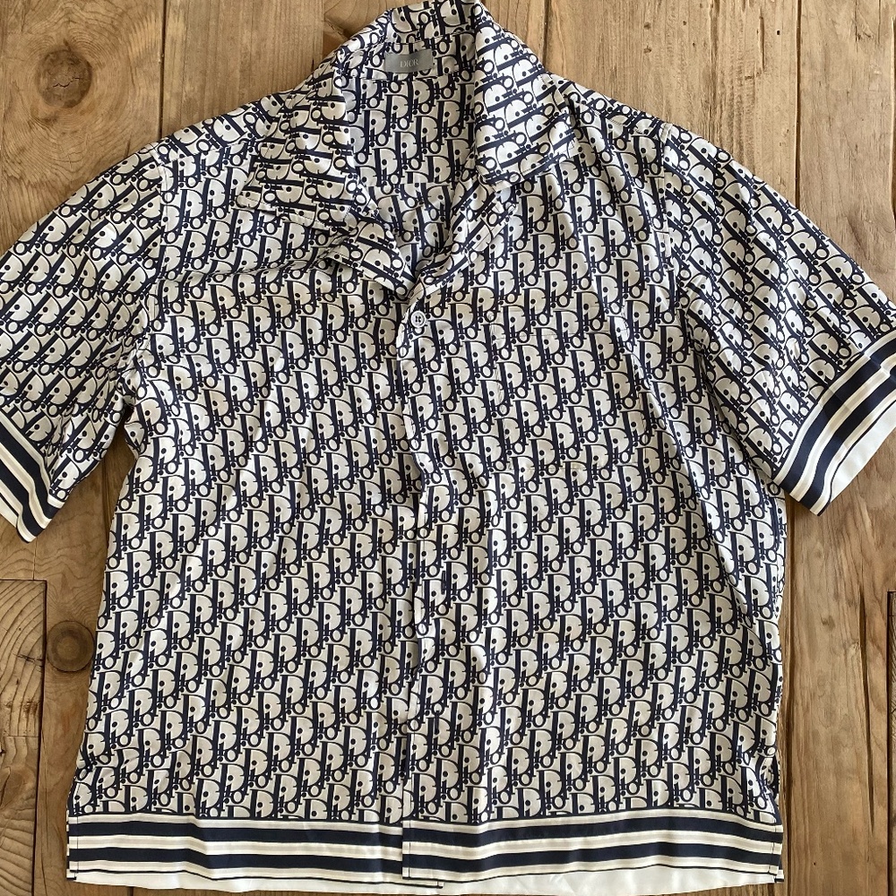 Mens Dior Silk Print Shirt size 39 LARGE